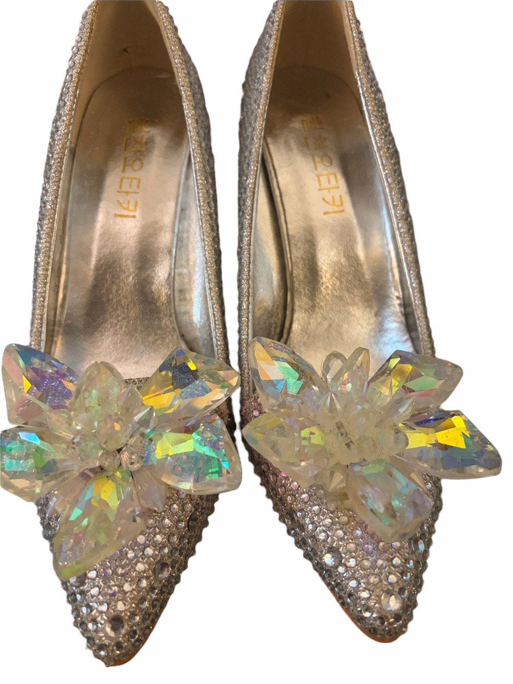 Silver crystal luxury wedding, Cinderella, formal stiletto pump size 38/ 7.5.